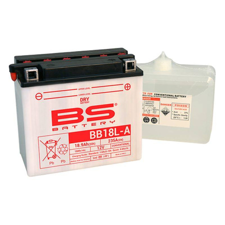 Bs 2022/02 akumulator bb18l-a (yb18l-a) 12v 18ah 180x90x162 obsługowy - elektrolit osobno (235a) (2) ue2019/1148