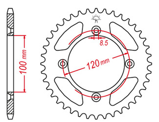 Zębatka tylna aluminiowa kolor czarny 798 48 suzuki rm 80/85 '02-'18, yamaha yz 80/85 '93-'20 (jtr798.48)