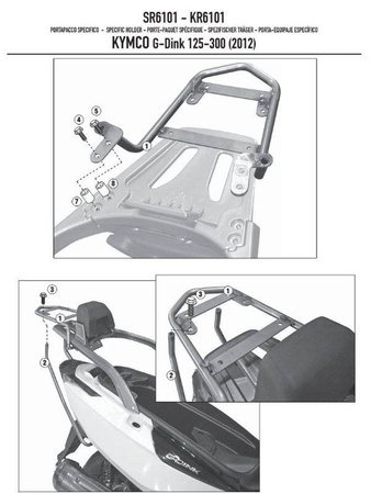 stelaż kufra centralnego kymco g-dink 125/300 (12-15) ( bez płyty )