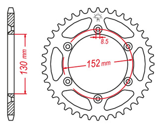 Zębatka tylna 4500 46 kolor aprilia sxv 450/550 '06-'12 (jtr706.46)