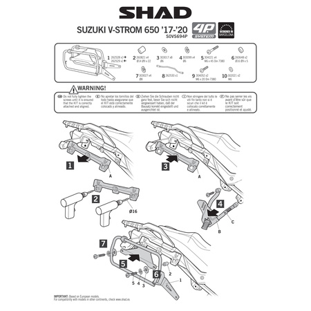 Stelaż do kufrów bocznych Shad 4P Terra do Suzuki V-Strom DL650