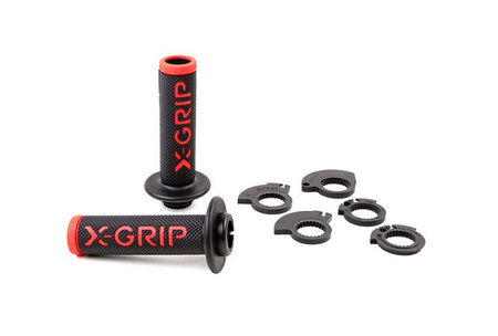 MANETKI (GRIPY) BRAAAAP GRIPS LOCK-ON-GRIP (Z ADAPTERAMI ROLGAZU) RED OPEN END (Z OTWOREM) KOLOR CZERWONY