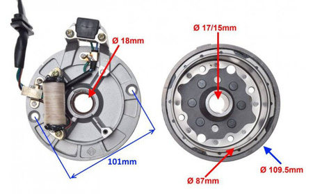 Stator z kołem magnesowym silnik YX140 kpl