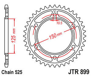 Zębatka tylna 4454 42 ktm 950/990/1190 adventure / r lc8 '03-'18 (jtr899.42zbk) (łańc. 525) kolor czarny