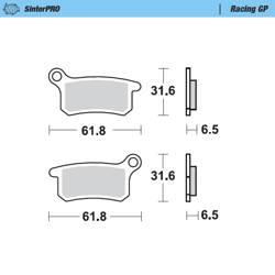 Klocki hamulcowe kh357 sinter metal racing ng:12 przód/tył ktm sx 65 '09-'21, gasgas mc 65 '21-, husqvarna tc 65 '17-, sx 85 '04-'11