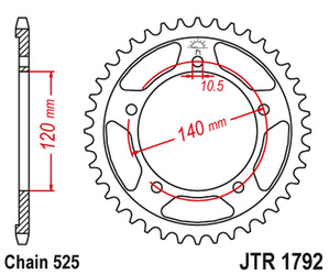 Zębatka tylna 4398 45 suzuki gsxr 600 '01-'05, gsxr 750 '06-'10 (439848jtzbk)* (łańc. 525) kolor czarny