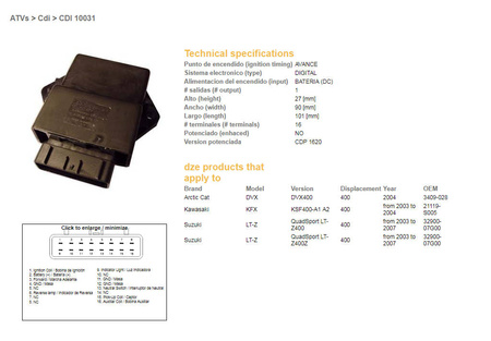Dze moduł zapłonu cdi suzuki ltz 400 quadsport '03-'07 (oem 32900-07g00)