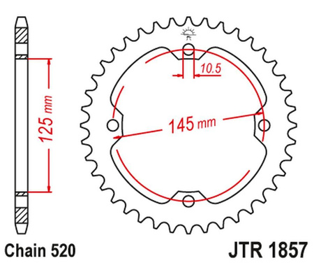 Zębatka tylna 4588 38 yamaha yfz 450r 09-16, yfm 250/350/450/700 raptor (458838jtzbk) (łańc. 520) kolor czarny - wycofana z oferty