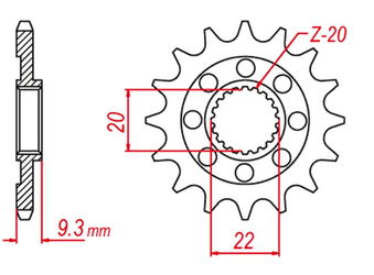 Zębatka przednia 2146 14 kawasaki kxf 250 '06-'20 (+1) (jtf1446.14)