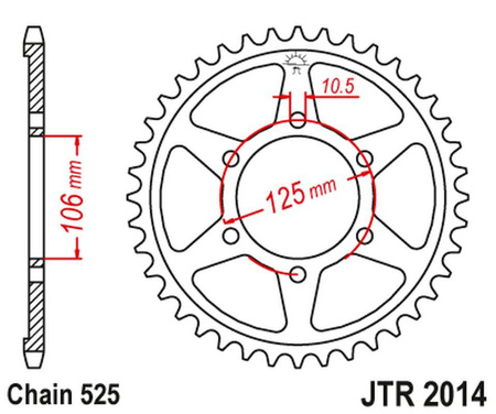 Zębatka tylna 4529 47 triumph 675 '06-'17 (452947jt) (łańc. 525) czarna