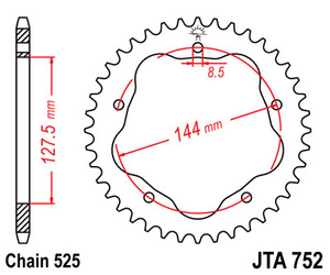 Zębatka tylna 4320 42 aluminiowa ducati 848/916/996/1000/1100 (potrzebny adapter jta750b) (432042jta) (łańc. 525) kolor czarny