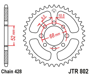 Zębatka tylna 802 41 suzuki ts 80 '81-82, ds 80 '78-79, kawasaki ke 100 '08-01, kh 100 '78-81, g 3/4/5 '70-75 (80241jt) (łańc. 428)