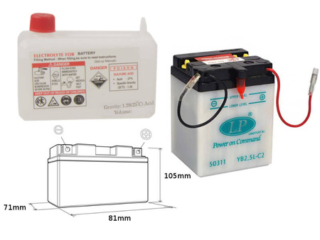 Landport akumulator yb2,5lc2 12v 81x71x106 (honda mtx80-hd06) obsługowy - elektrolit osobno (4) ue2019/1148