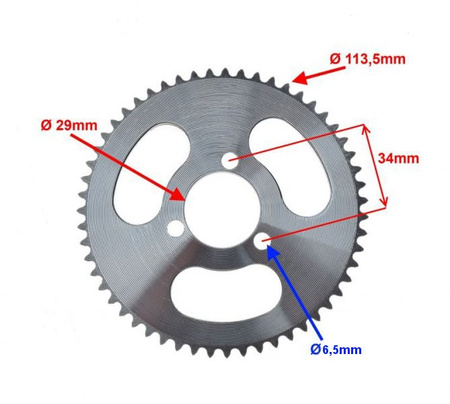 Zębatka tylna 55Z 140 25H do mini Pocket ATV