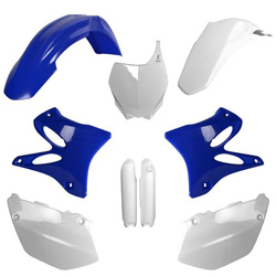 KOMPLET PLASTIKÓW (FULL KIT) YAMAHA YZ 125/250 '08-'14 W ZESTAWIE TABLICA PRZEDNIA (8658100001) I OSŁONY AMORTYZARORÓW (8351400001) KOLOR NIEBIESKI BIAŁY OEM