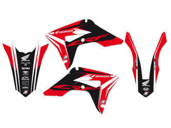 Komplet naklejek (oklein) + pokrowiec/poszycie na siedzenie honda crf 250 '18-'21, crf 450 '18-'21, crf 450 x '17-'22, dream 4 kolor czerwony/czarny