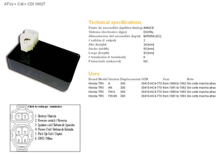 Dze moduł zapłonu cdi honda trx300 89-93