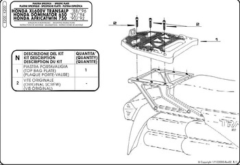 stelaż kufra centralnego honda xl 600rm/rl, xl 600v transalp (88-96), nx 650 dominator (92-94) ( z płytą monokey )