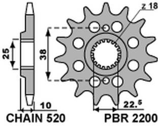 Zębatka przednia 2200 14 18nc bmw g 450x 08-10, husqvarna 449/511 (łańc. 520) (jtf403.14)