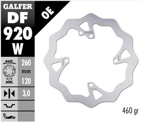 Tarcza hamulcowa przód sherco se/sef 250/300/450 '14-, (tylko z zawieszeniami wp i kayaba) wave (260x120x3mm)