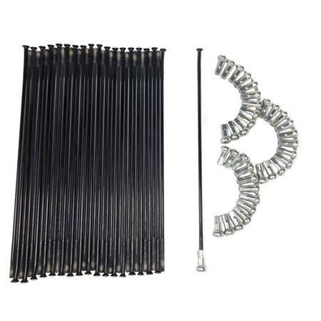 komplet szprych husqvarna cr/wr/te/tc do 2014 przód 21' (36szt.) szprychowanie włoskie, czarny oksydowany, nyple ergal srebne !!!