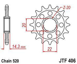 Zębatka przednia bmw g 310gs '16-"20, g310r '16-'20 (jtf406.15)* (łańc. 520) (-1)