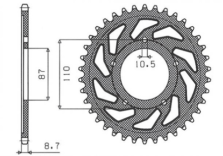Zębatka tylna 824 45 suzuki gsx 750f (99-06), gsx 600f '92-'97 (jtr829.45) (łańc. 530) (82445jt)
