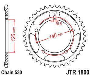 Zębatka tylna 4409 44 triumph tiger 1050 '07-'13 (440944jt) (łańc. 530) kolor czarny