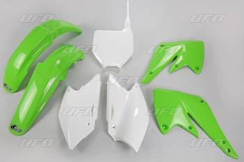 Komplet plastików kawasaki kxf 250 '04-'05 kolor oem (zielony/biały) (ka203e999)
