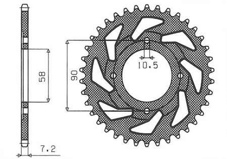 Zębatka tylna 269 42 honda cg 125 '02-'05, cm 125 '82-'97, cb 125t '82-'88, daelim vc 125 '96-'99 (jtr269.42) (łańc. 428) (26942jt)