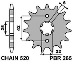 Zębatka przednia 265 14 18nc honda xl 250s 78-81 (łańc. 520)