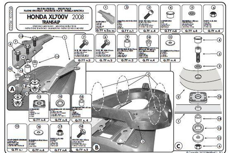 stelaż kufra centralnego honda xl 700v transalp (08-13) ( z płytą monolock )