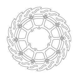 Tarcza hamulcowa pływająca flame przód supermoto 320mm z aluminiowym środkiem do zacisku 4-tłoczkowego honda (patrz opis dodatkowy)