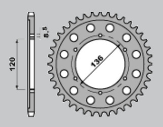 Zębatka tylna 4324 51 yamaha tzr 125 rr '96-'00, tzr 80r '96