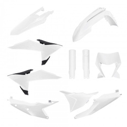 KOMPLET PLASTIKÓW (FULL KIT) KTM EXC/EXC-F/XC-W/XC-WF TBI '26 W ZESTAWIE OSŁONA LAMPY (8681300002) ORAZ OSŁONY AMORTYZATORÓW (8478200002) KOLOR BIAŁY