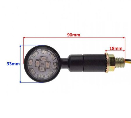 Kierunkowskaz czarny z diodami led okrągłe para