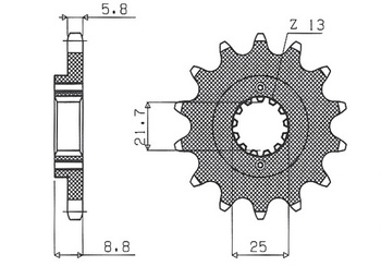 Zębatka przednia 525 16 kawasaki gpz500s '87-'05 (jtf512.16) (łańc. 520) (52516jt)