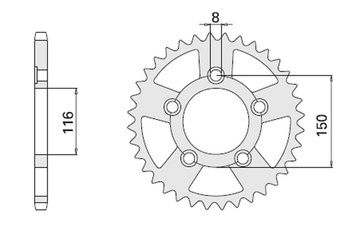 Zębatka tylna 4329 42 (2026-42)  aprilia rs250 replica 95-05 (łańc. 520)