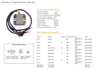 Dze regulator napięcia ktm 690 enduro/smc '08-'13, 950 sm/r '05-'07, 990 sm/smt '08-'11 (oem-62511034000) (sh541sb, sh541kf)
