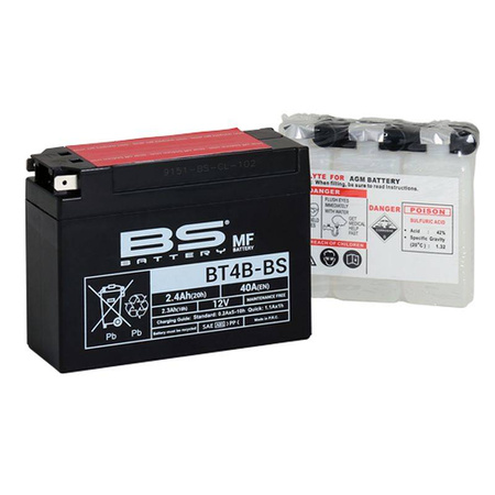 Bs 2022/02 akumulator bt4b-bs (yt4b-bs) 12v 2,3ah 113x38x85 bezobsługowy - elektrolit osobno (40a) (12) ue2019/1148