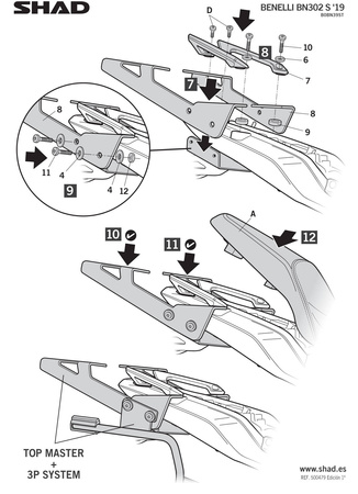 Stelaż kufra tył Shad do Benelli BN302S 2019