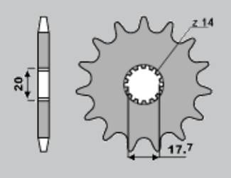 Zębatka przednia 577 15 (55815jt) yamaha yz 80/85, dt 125r, tdr 125