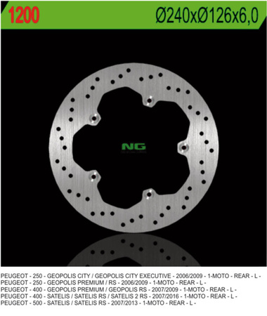 Tarcza hamulcowa tył peugeot 250/400/500 (240x126x60) (5x6,5mm)