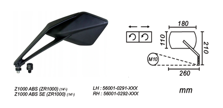 Lusterko Lewe Kawasaki Z1000 2014+… Power Force