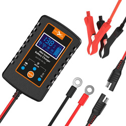 INTELIGENTNA MINI ŁADOWARKA / PROSTOWNIK DO AKUMULATORÓW MOTOCYKLOWYCH, SAMOCHODOWYCH, SKUTEROWYCH I QUAD Z AKCESORIAMI 6V/12V VVRLA, AGM, VLA, SLA, EFB, WET, GEL, LEAD-ACID (EL)