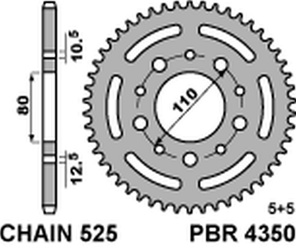 Zębatka tylna 4350 43 c45 honda cb 500 '94-'03, cb 750 '91-'03, vt 600 shadow '90-'04 (jtr1332.43) (łańc. 525)