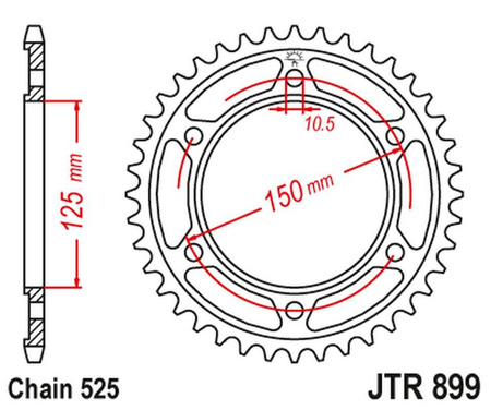 Zębatka tylna 4454 42 ktm 950/990/1190 adventure / r lc8 '03-'18 (jtr899.42zbk) (łańc. 525) kolor czarny