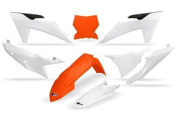 Komplet plastików ktm sx/sxf(sx-f) 125/250/300/350/450f 2023 kolor oem pomarańczowy/biały (kt05009127, kt05010042, kt05011042, kt05012042, kt05013127)