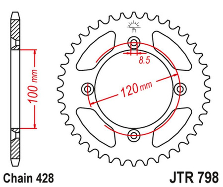 Zębatka tylna 798 48 suzuki rm 80/85 '83-20, yamaha yz 85 '02-20 (79848jt) (łańc. 428) kolor czarny