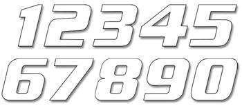 Numery startowe 25cm x 20cm ukośne, kolor biały nr3 (3szt.)